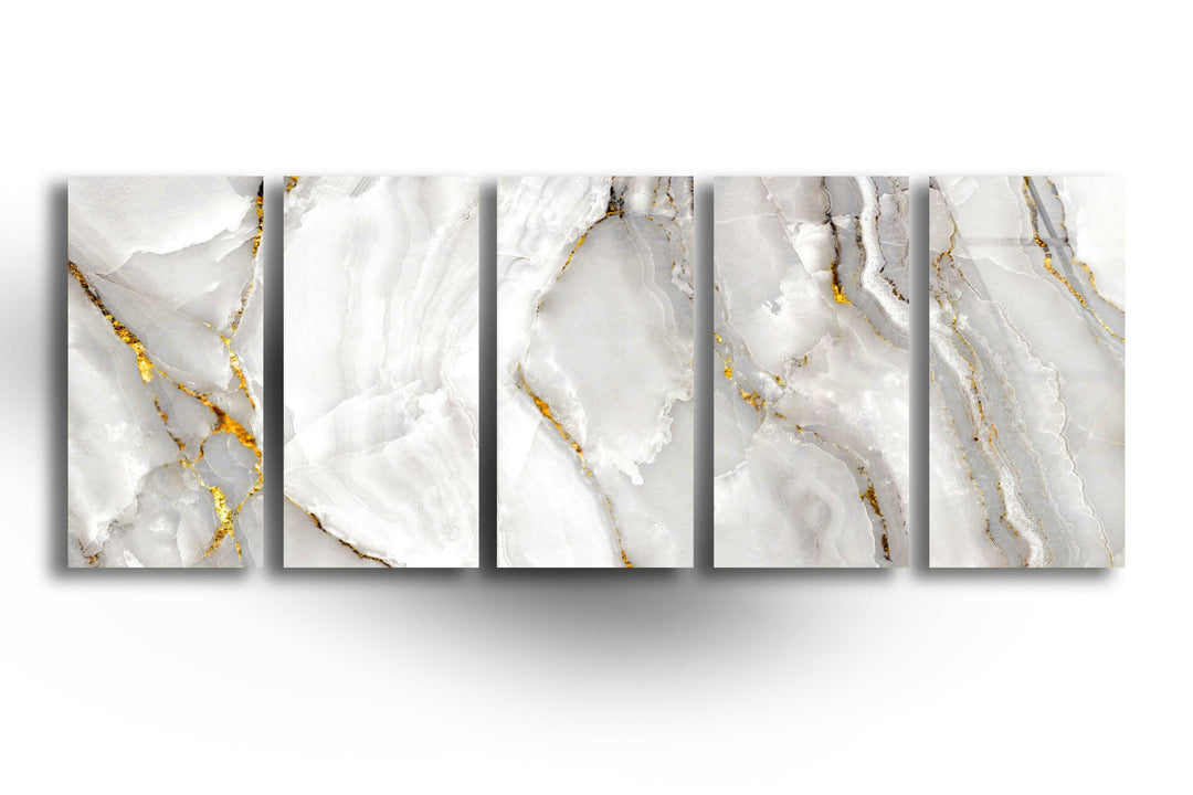 Gold & White Marble Glass Wall Art, custom glass pictures, glass art prints