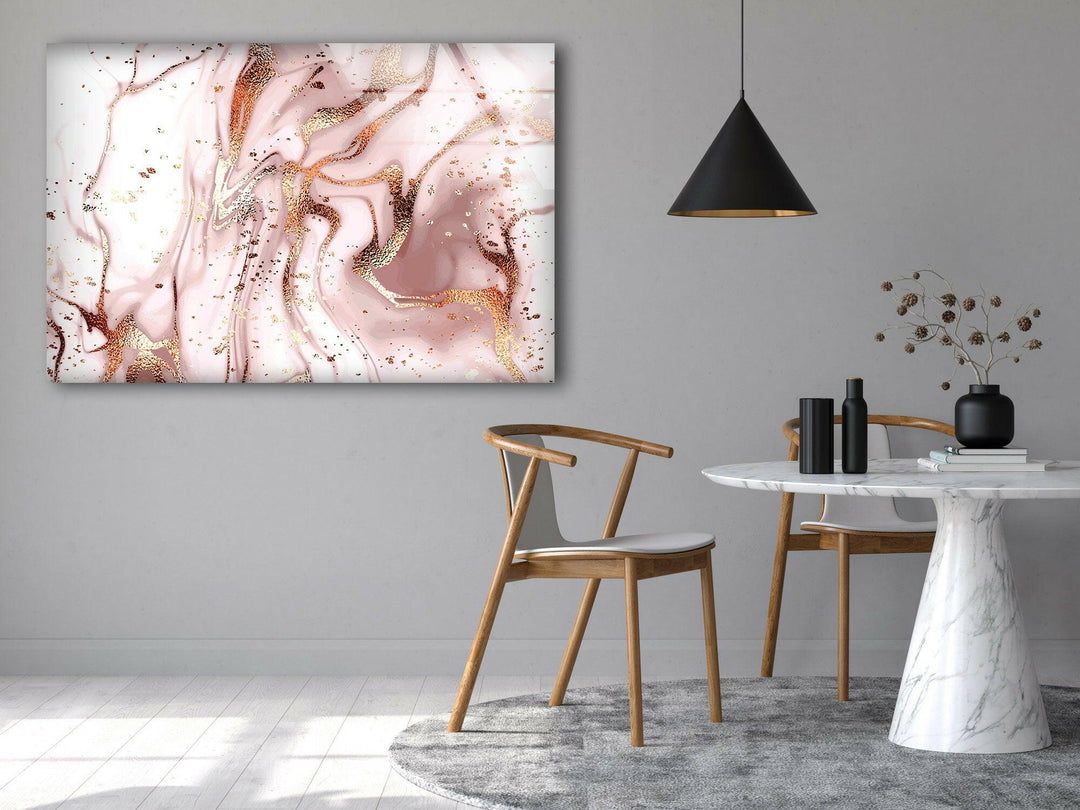 Rose Gold Alcohol ink tempered Glass wall art