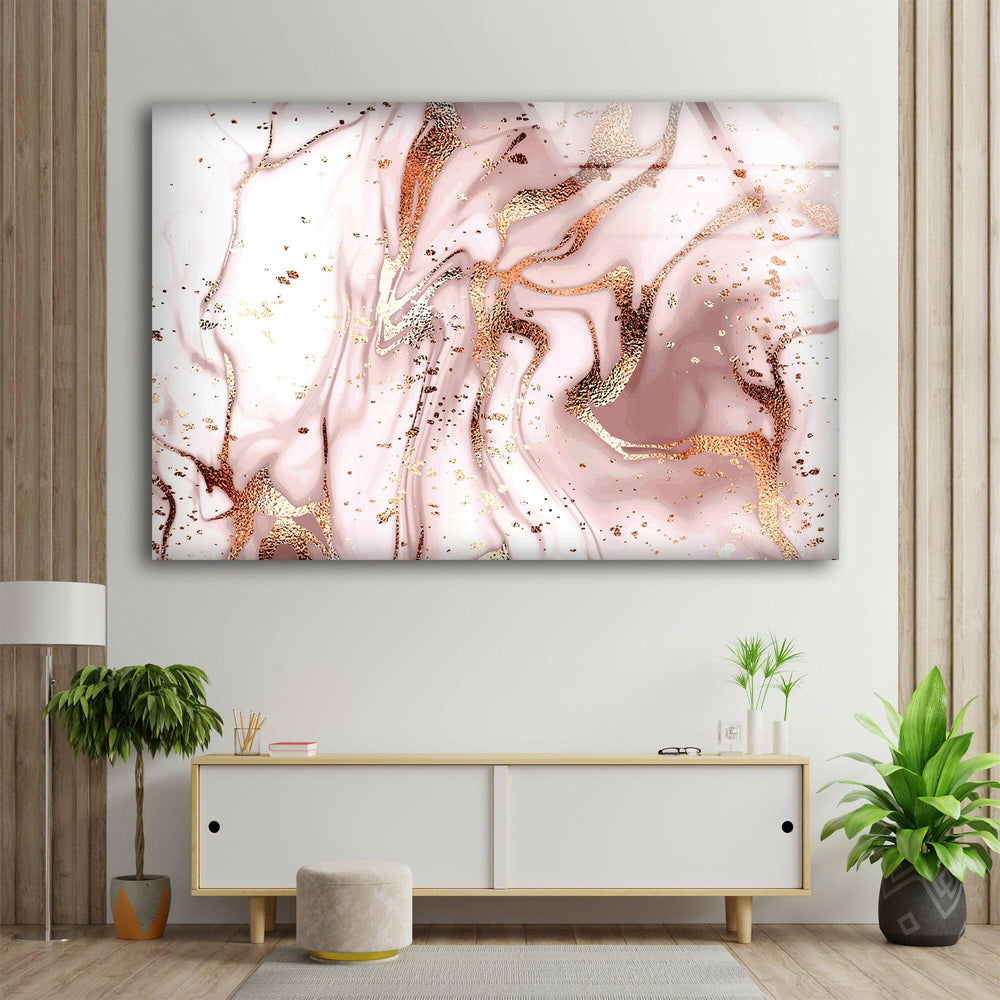 Rose Gold Alcohol ink Glass Picture Prints