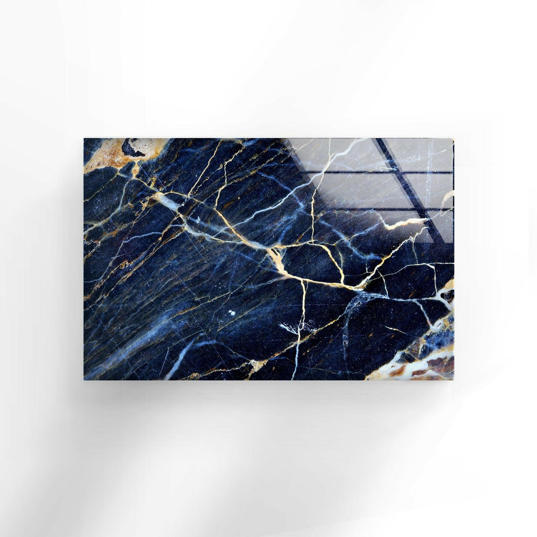 Dark Blue Marble Abstract Glass Wall Art glass image printing, glass prints from photos