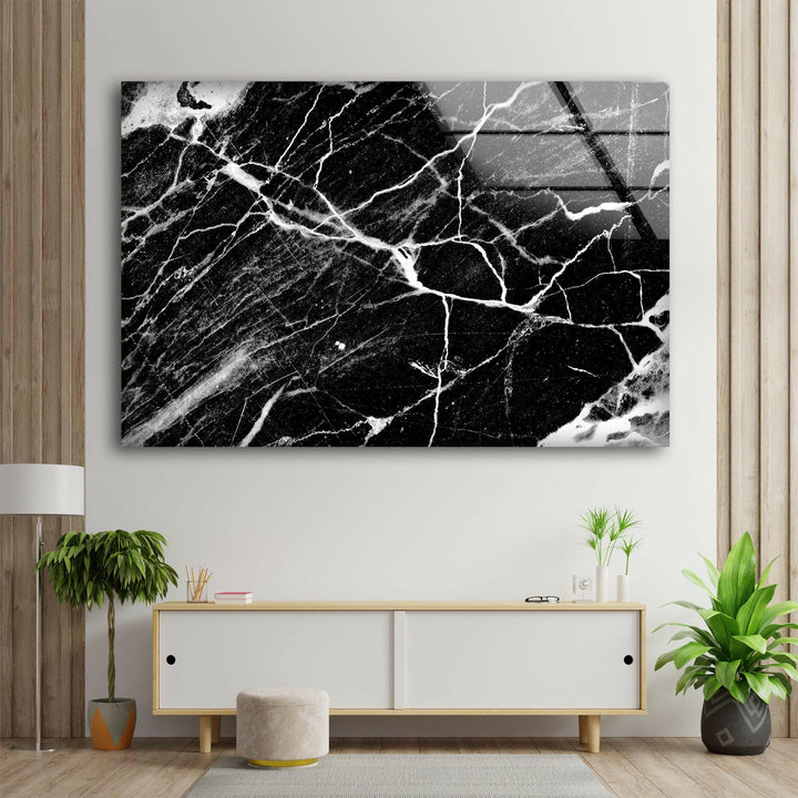 Black and White Marble Abstract Glass Wall Art glass pictures for Wall, glass prints wall art