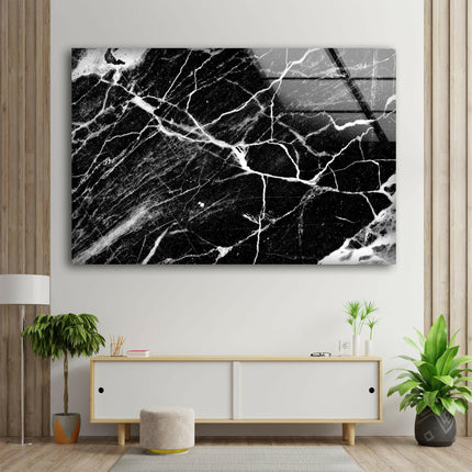 Black and White Marble Abstract Glass Wall Art