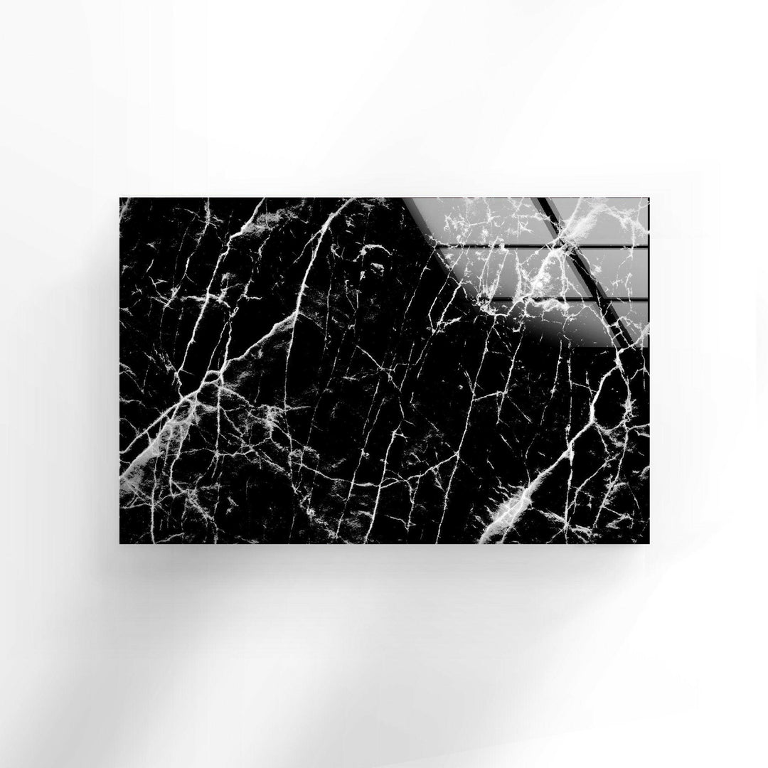 Black Marble with White veins Glass Wall Art