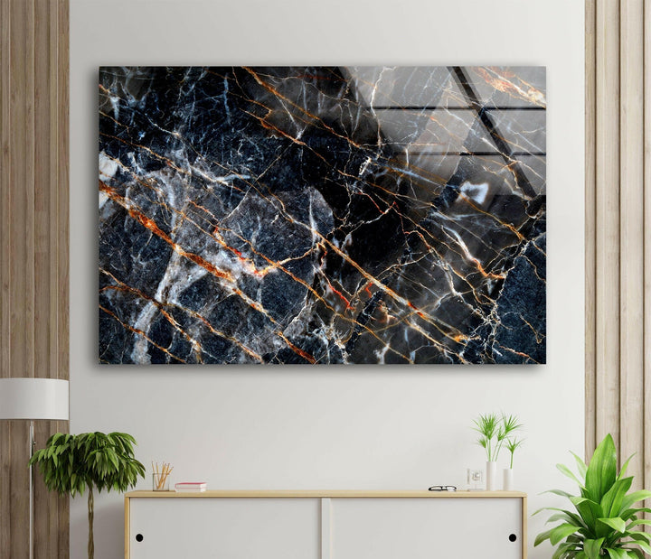 Black Abstract Marble Glass Wall Art stained glass wall art, stained glass wall decor