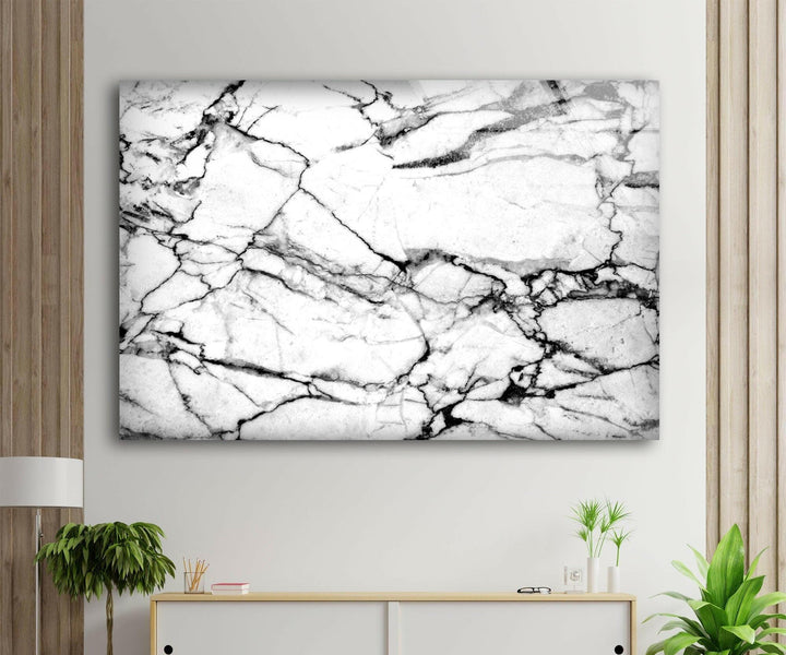 White and Black Marble Stunning Abstract Glass Art Paintings