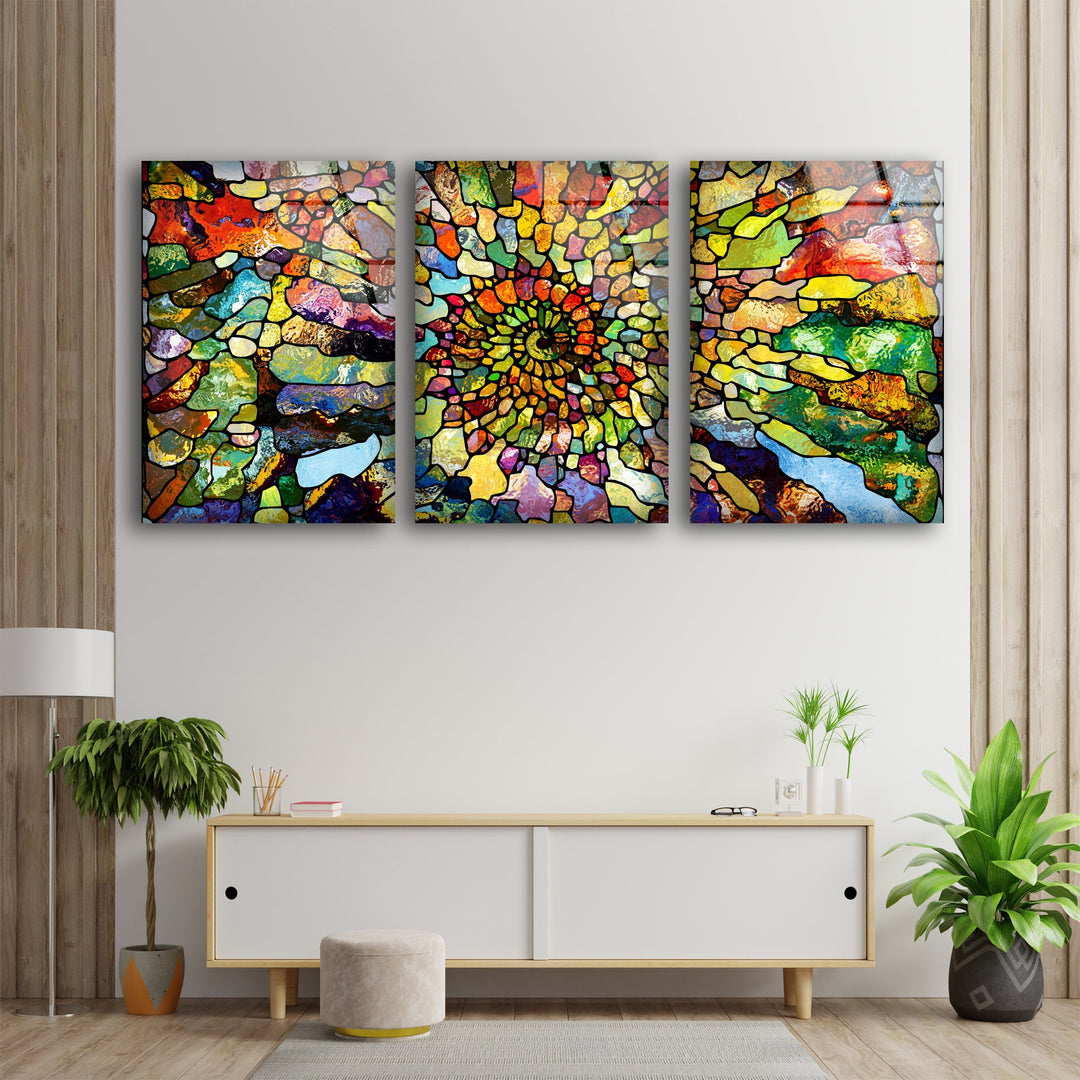 Colorful Stained, Mosaic Abstract Glass Wall Art, custom glass photo prints, large glass prints