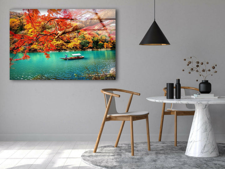 Kyoto Autumn Glass Wall Art print picture on glass, Tempered Glass Wall Art