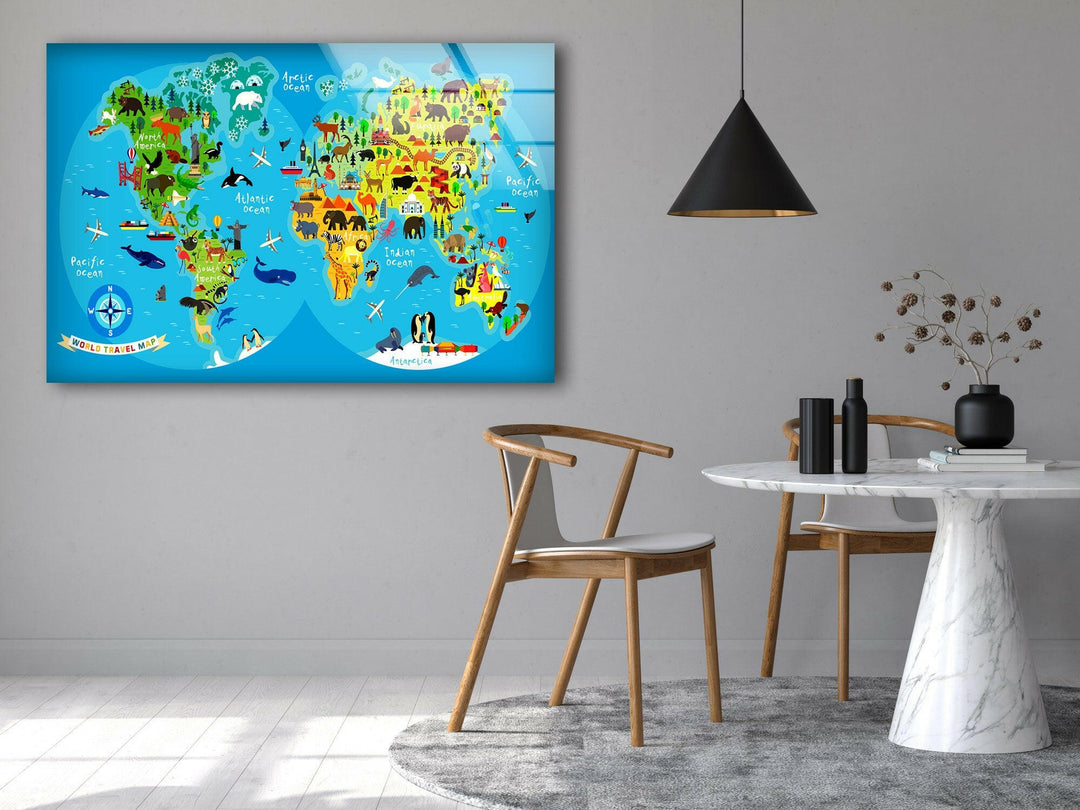 Travel Map Cool Art Pieces & Glass Art Prints