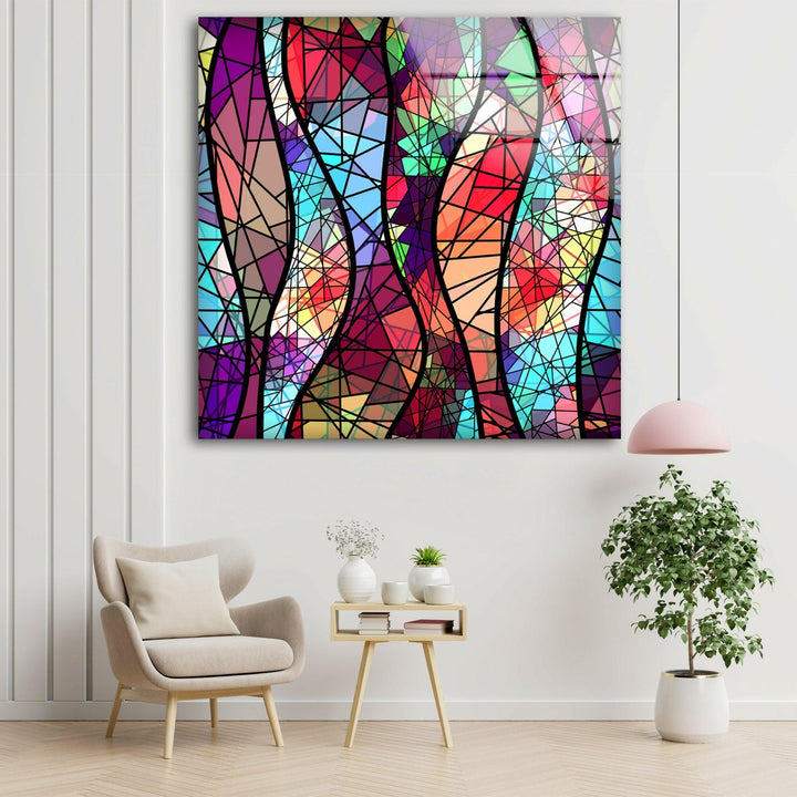 Stained Colorful Abstract Design Glass Wall Art glass image printing, glass prints from photos