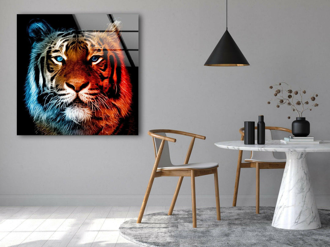 Tiger Portrait Glass Wall Art custom glass photo prints, large glass prints