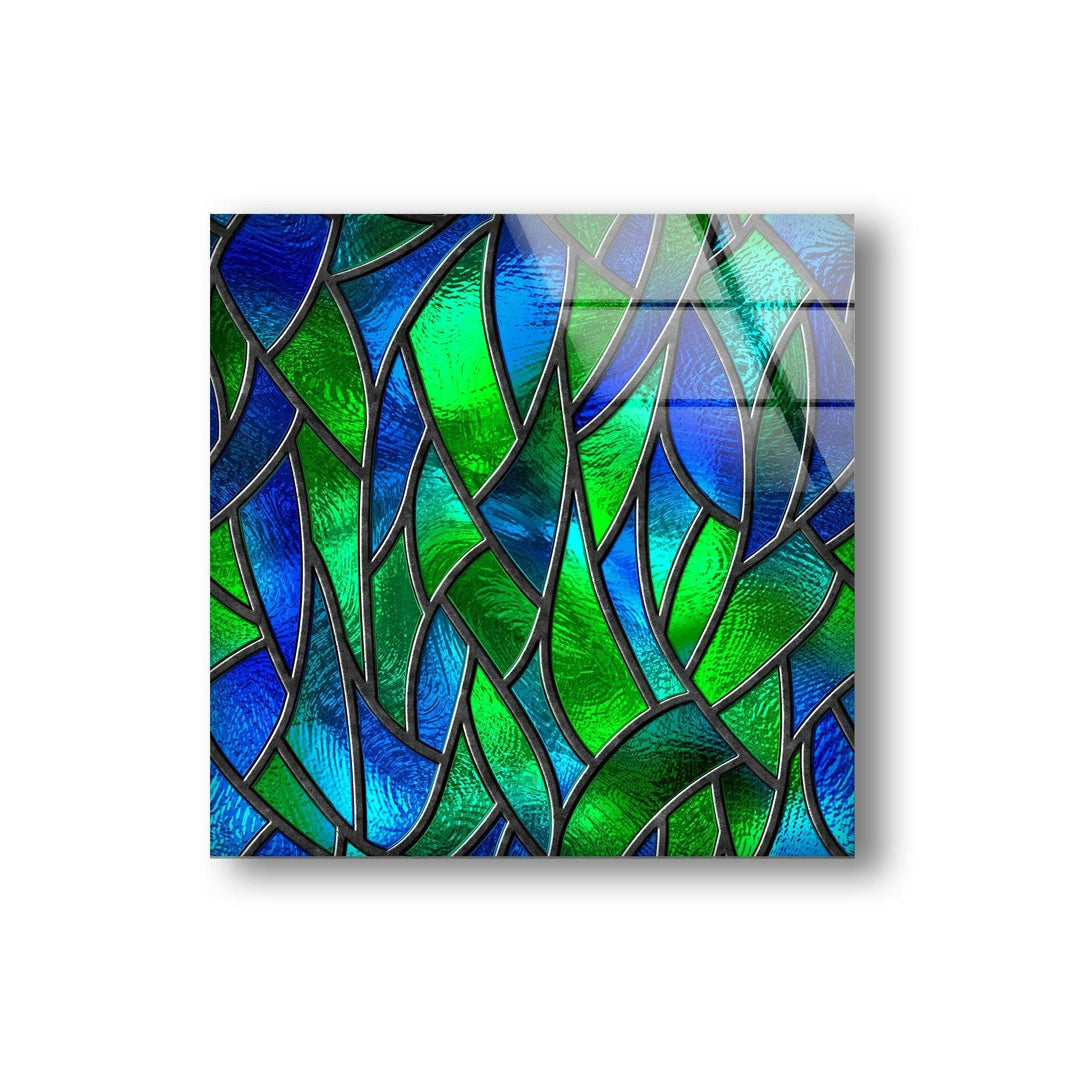 Green Stained Abstract Glass Wall Art