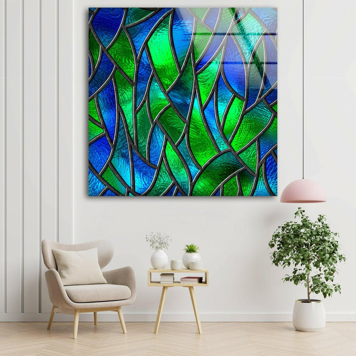 Green Stained Abstract Glass Wall Art art glass wall art, glass wall art pictures