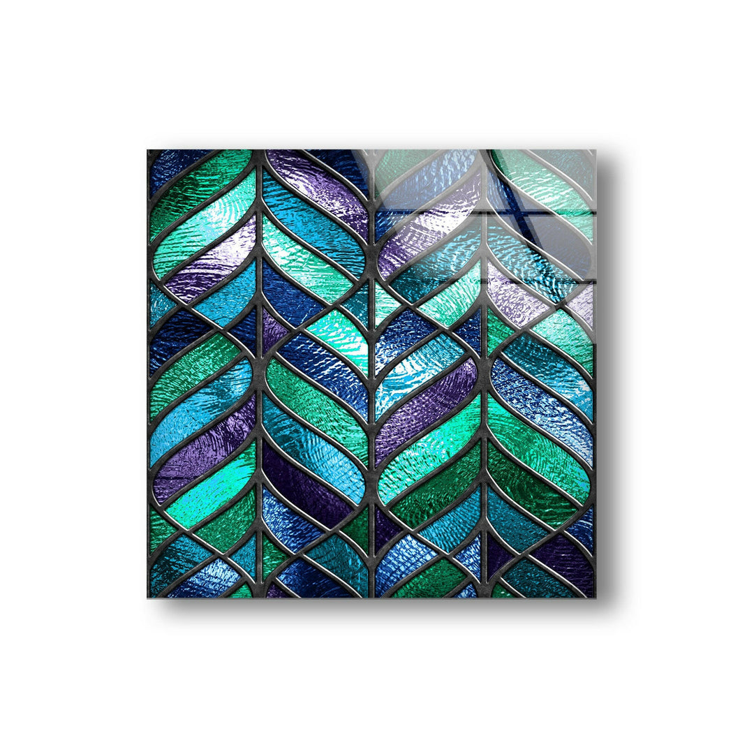 Blue and Green Abstract Glass Wall Art