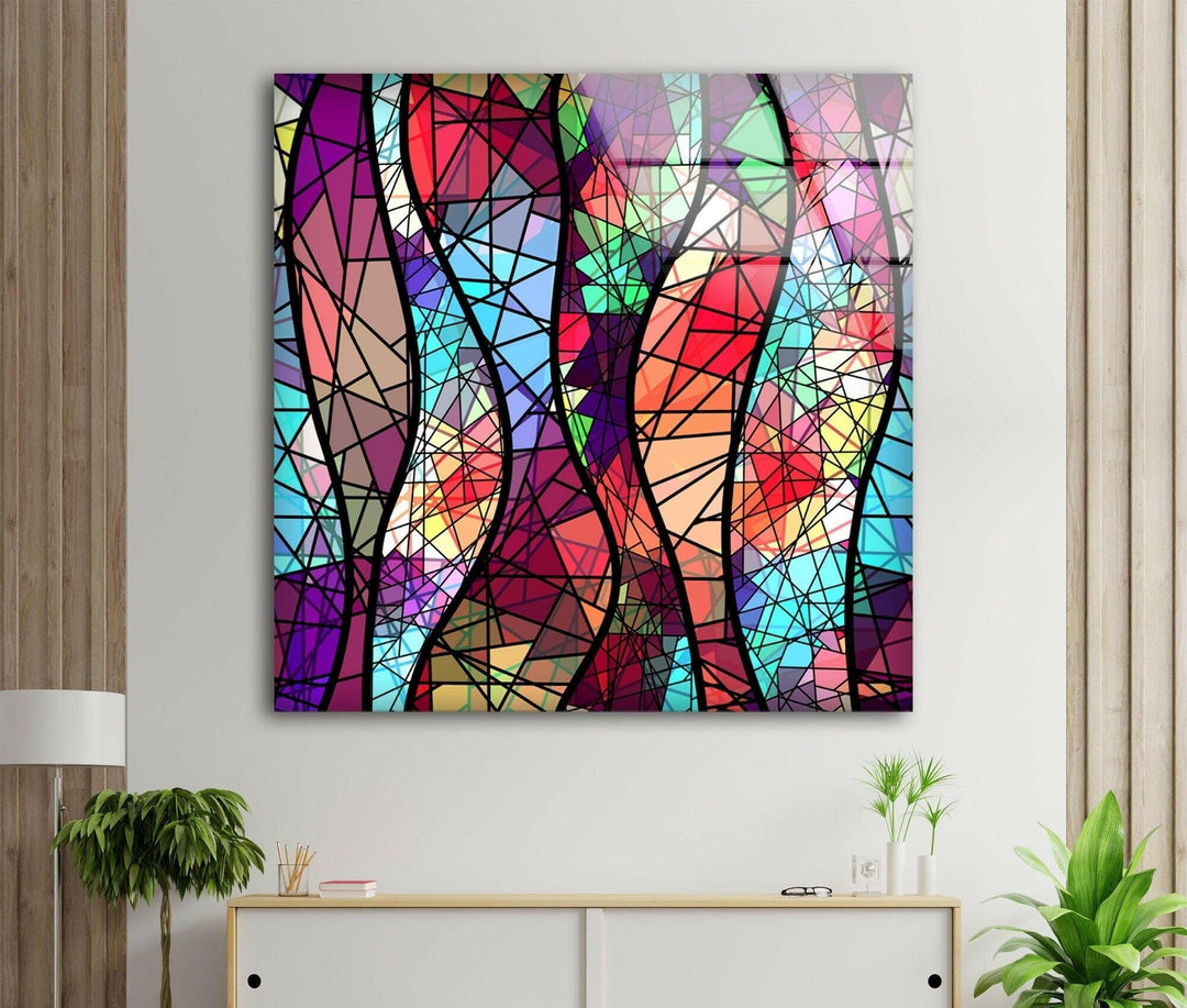 Stained Colorful Abstract Design Glass Wall Art glass wall decor, glass wall art decor