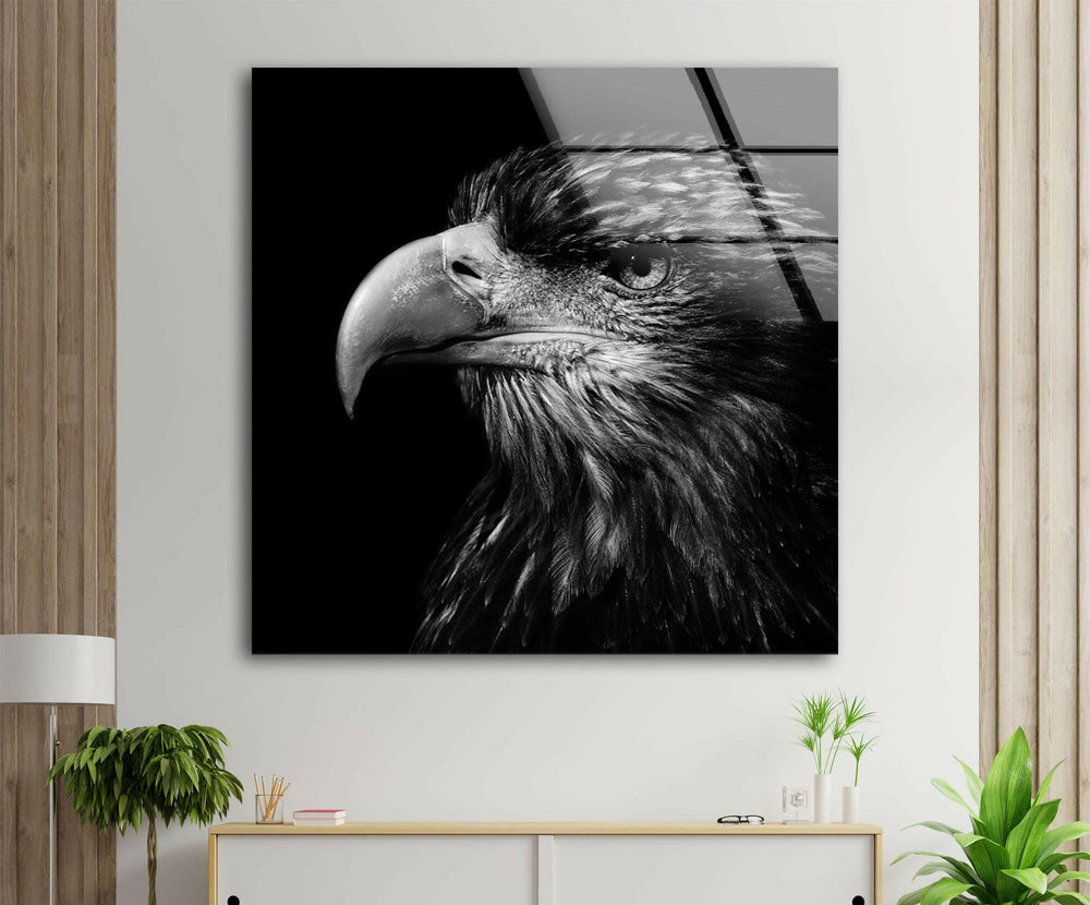 Eagle Portrait Glass Wall Art glass image printing, glass prints from photos