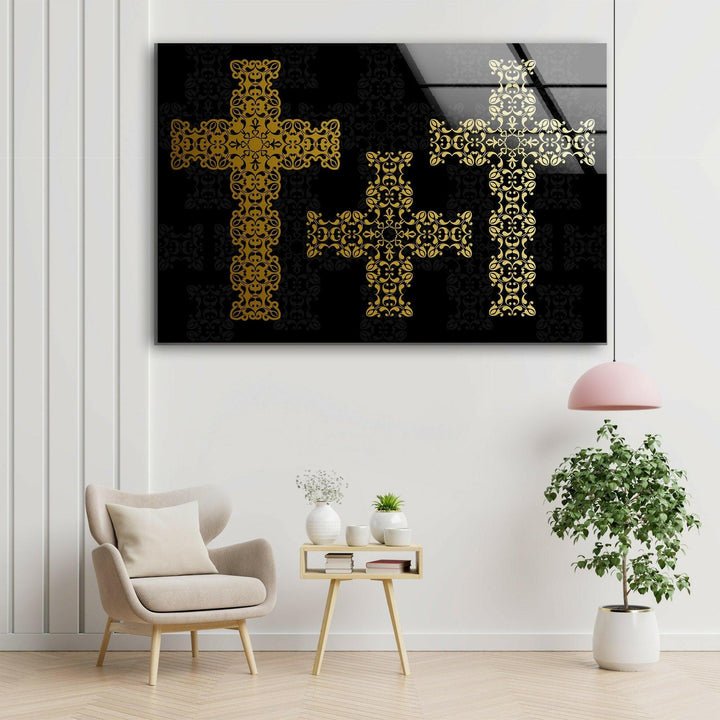 Christ Cross Glass Art Painting Pieces