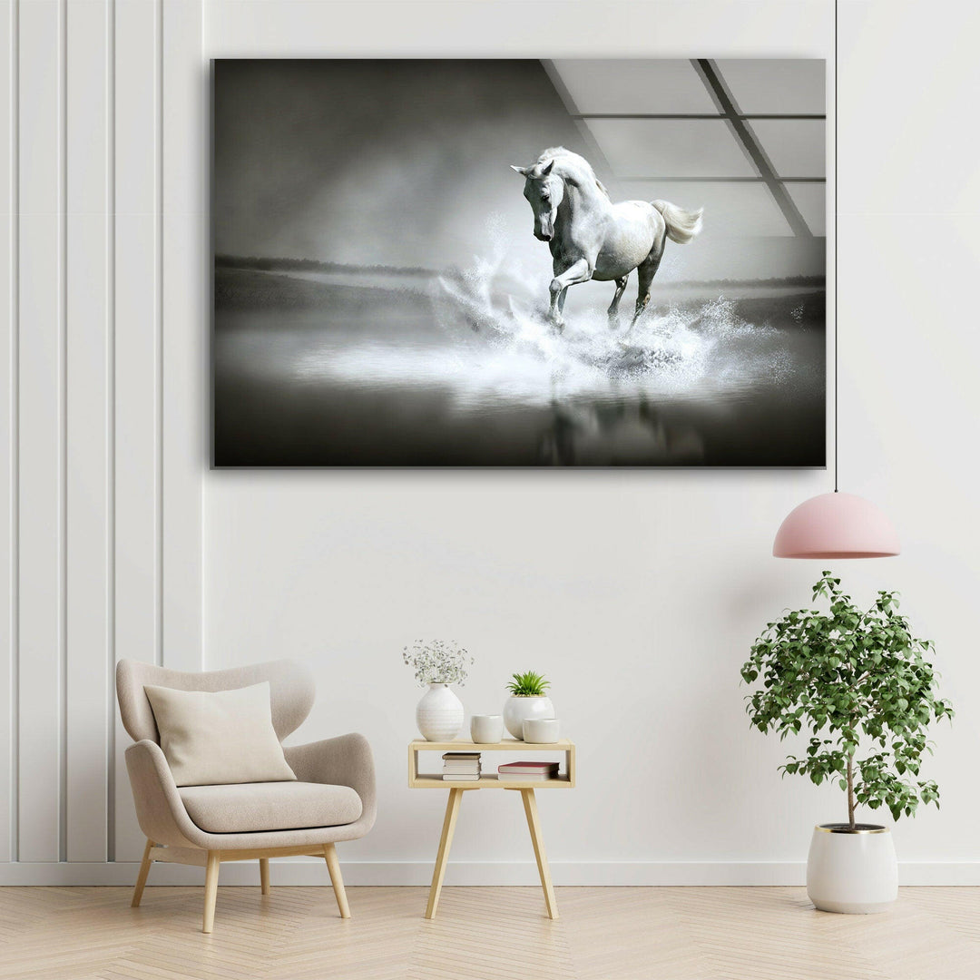 Graceful Horse Glass Wall Art custom glass photo prints, large glass prints