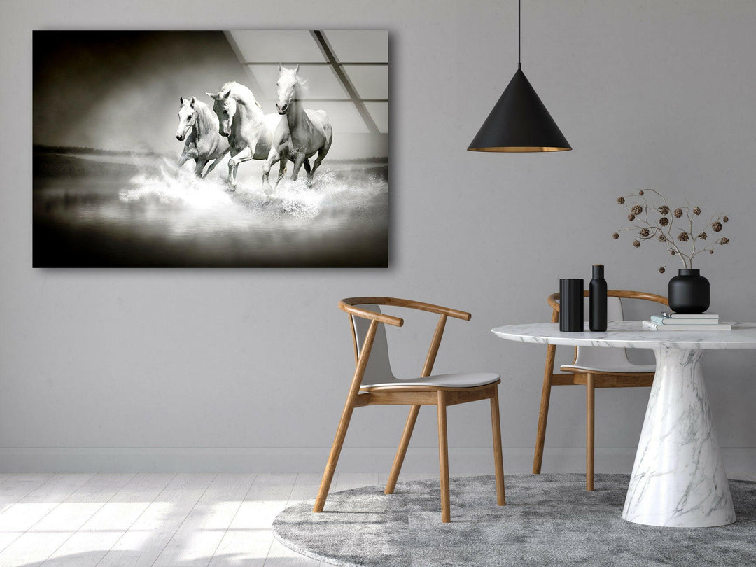 Riding White Horses Glass Wall Art large glass photo prints, glass wall photos