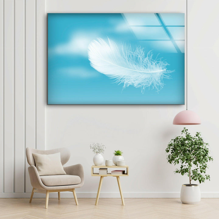 White Feather Cool Art Prints & Glass Photo Prints