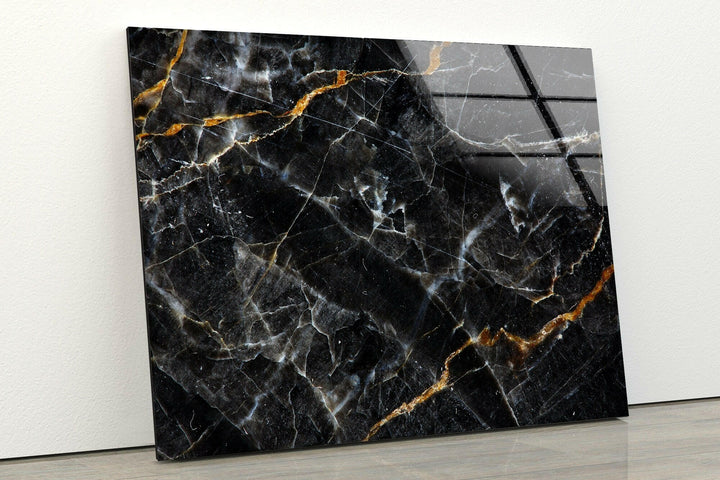 Marble Black Abstract Glass Wall Art custom glass pictures, glass art prints