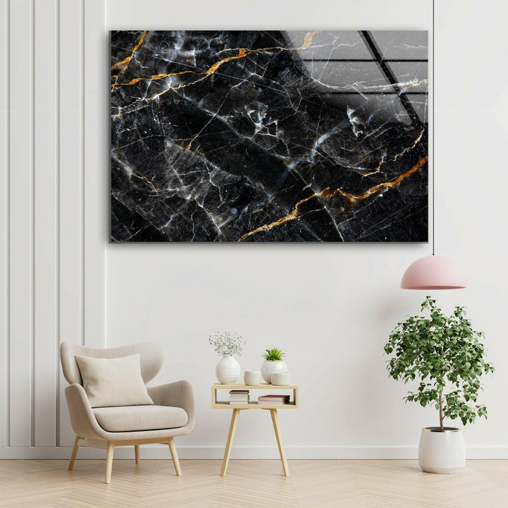 Marble Black Abstract Glass Wall Art large glass photo prints, glass wall photos