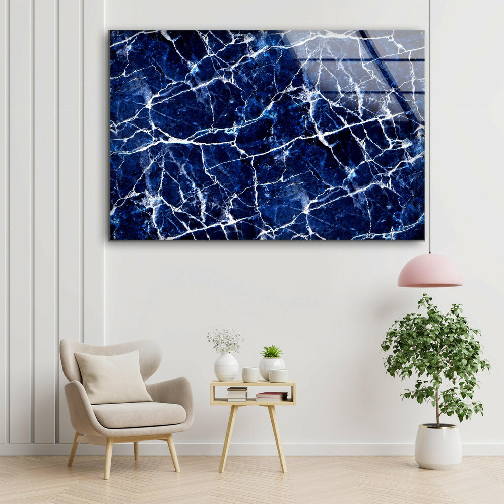 Dark Blue Alcohol ink Glass Wall Art, Print On Glass, Glass Art Prints