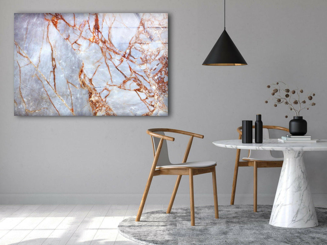 Rose Gold Marble Abstract Glass Wall Art