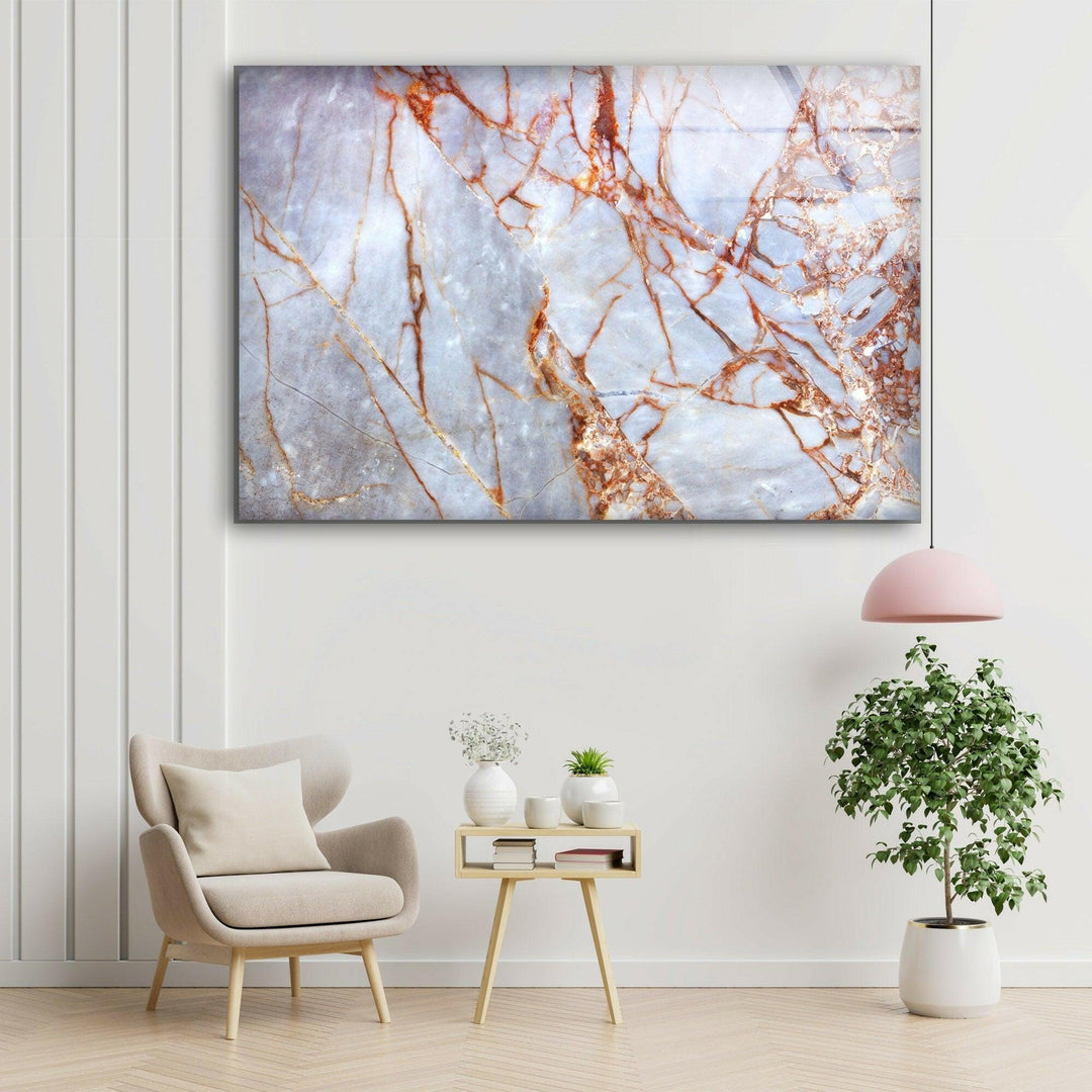 Rose Gold Marble Abstract Glass Wall Art