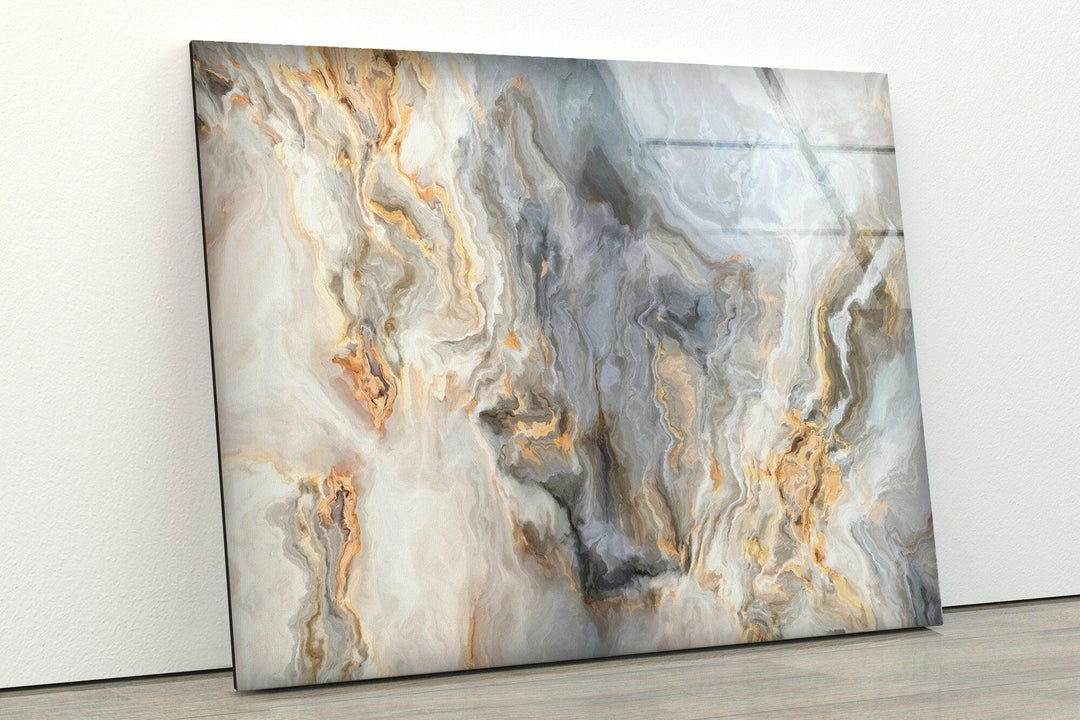 White marble pattern High-Quality Glass Photo Prints Decor