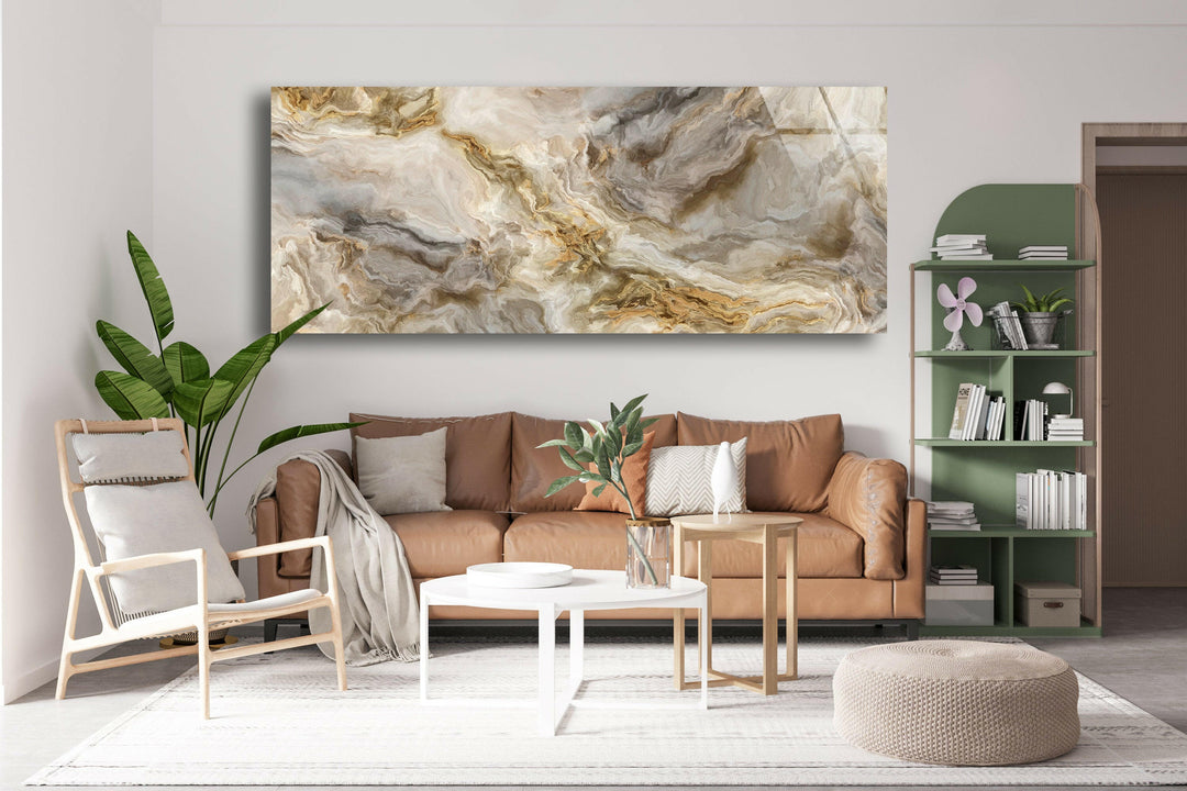 White Marble Gray & Gold Veins Glass Wall Art, glass pictures for Wall, glass prints wall art