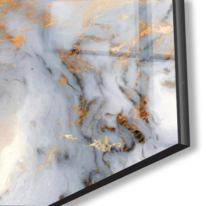 Gold & White Marble Abstract Glass Wall Art, photo print on glass, prints on glass wall art