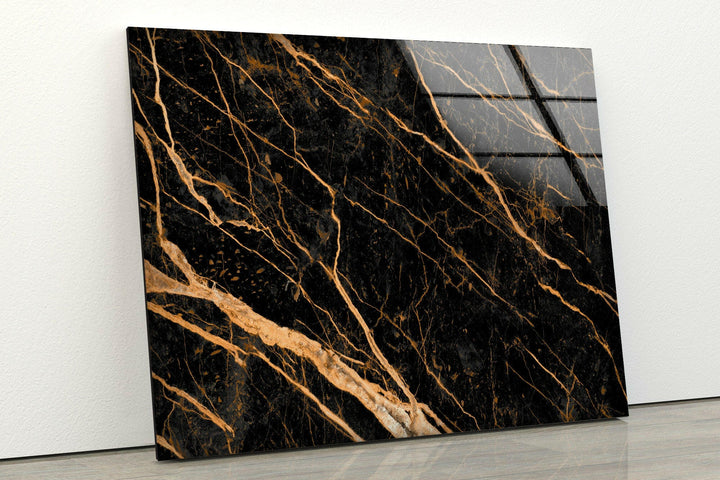 Dark Marble with Gold Veins Wall Art