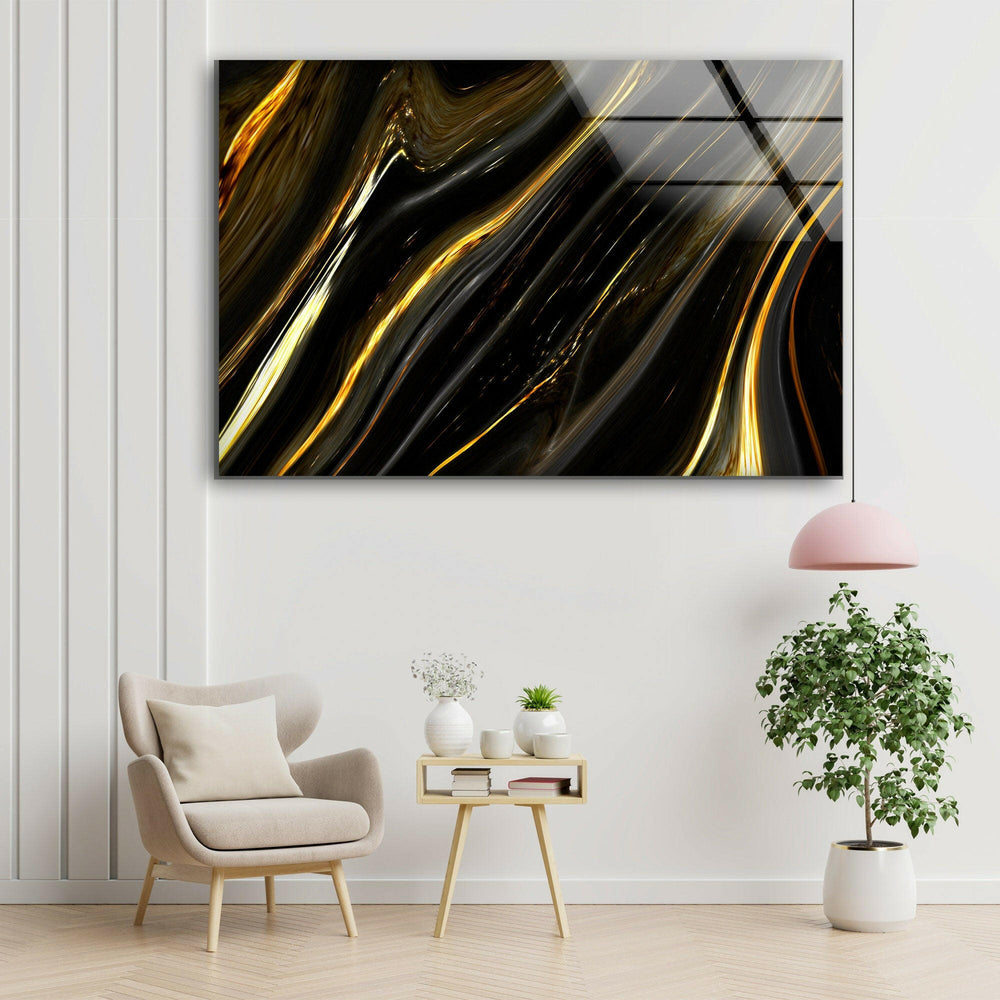 Black Gold Marble Glass Wall Art glass wall decor, glass wall art decor