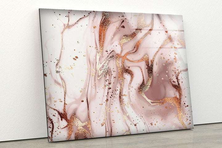 Rose Gold Alcohol ink Glass wall Prints