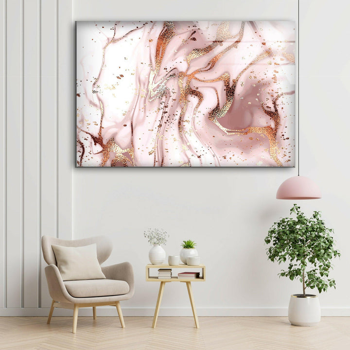 Rose Gold Alcohol ink tempered glass wall art