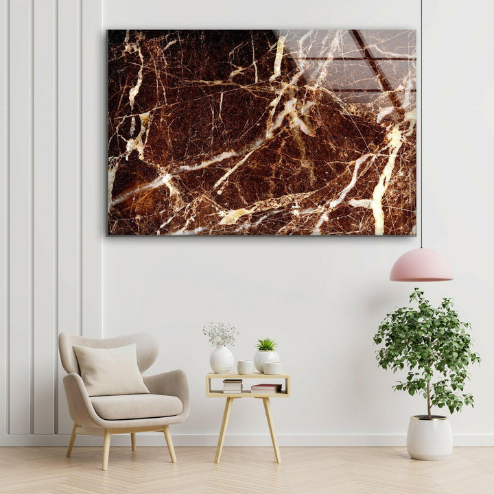 Brown & White Marble Abstract Glass Wall Art glass image printing, glass prints from photos