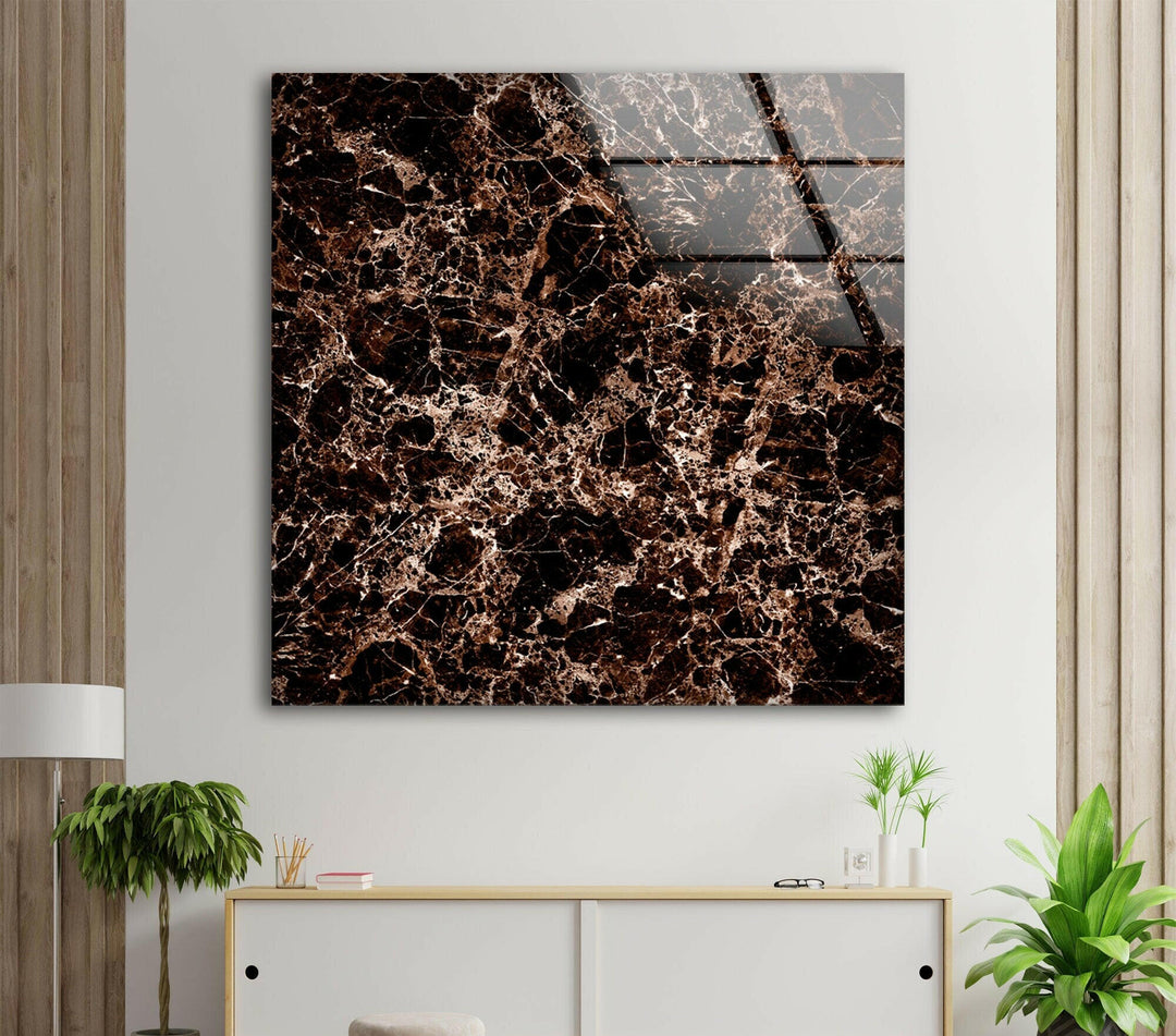 Copper & Black Marble Abstract Glass Wall Art glass photo prints, glass picture prints
