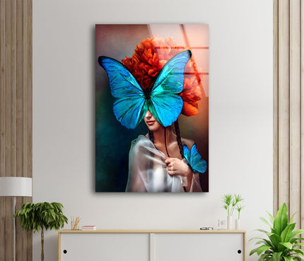 Surreal Portrait of a Woman Glass Wall Art