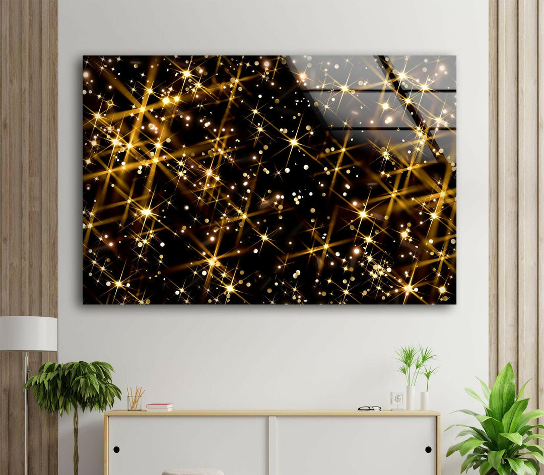 Golden Lights Glass Wall Art, glass image printing, glass prints from photos