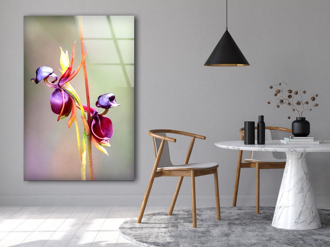 Flying Duck Orchid Glass Wall Art, custom glass pictures, glass art prints