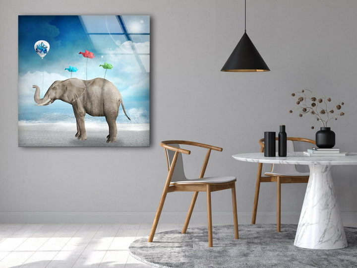 Surreal Elephant Glass Wall Art glass pictures for Wall, glass prints wall art