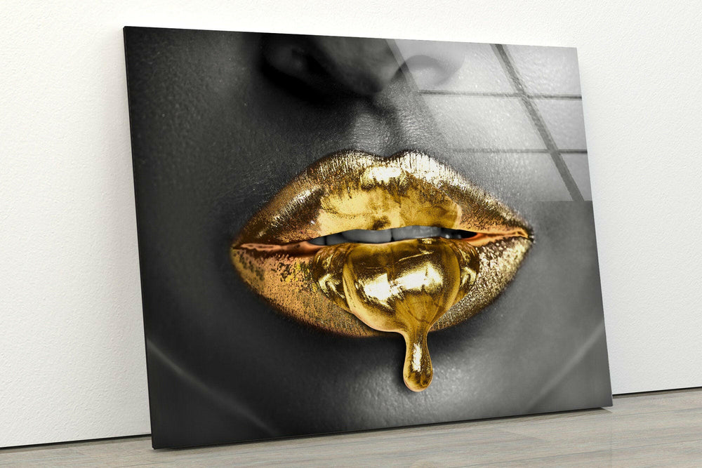 Black Woman with Gold Lips cool wall art Glass Photos for Your Home