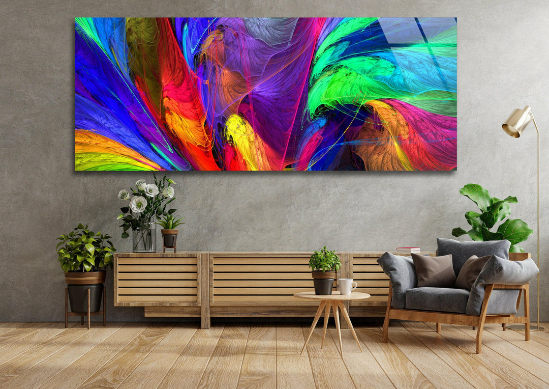 Modern Colorful Abstract Glass Wall Art, photo print on glass, prints on glass wall art