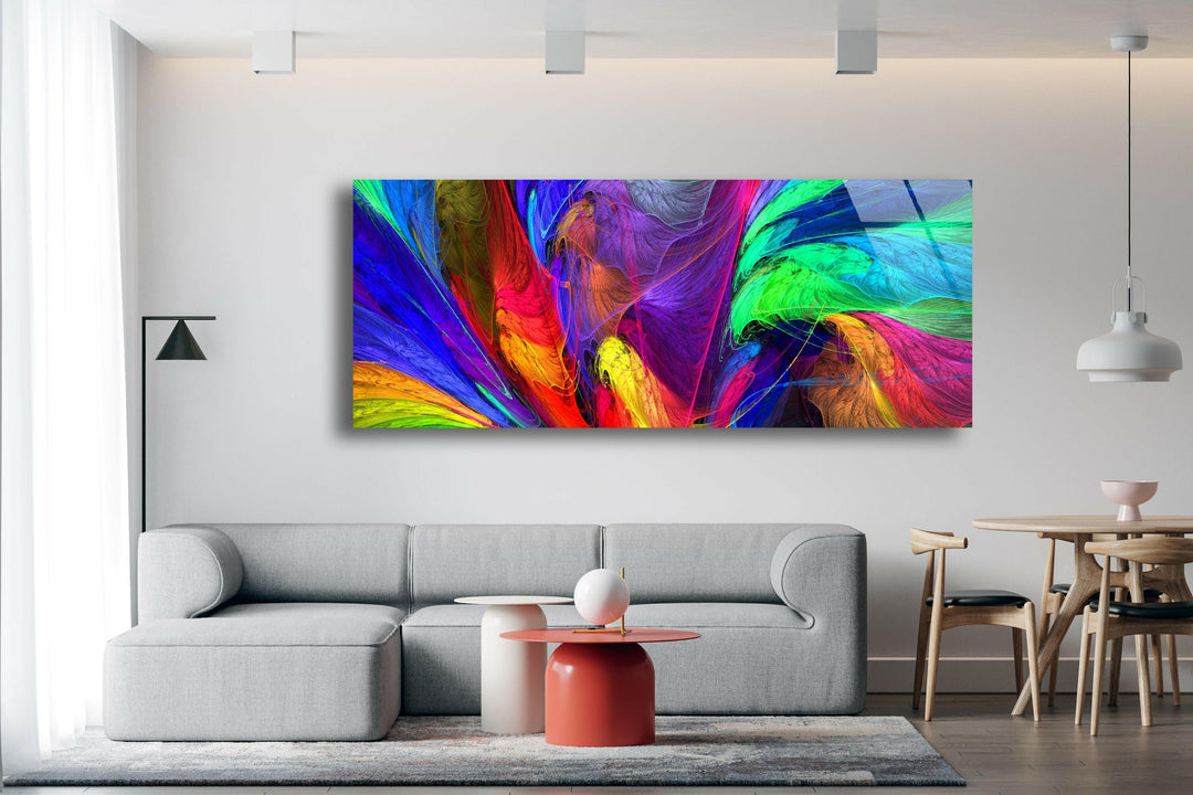 Modern Colorful Abstract Glass Wall Art, large glass photo prints, glass wall photos