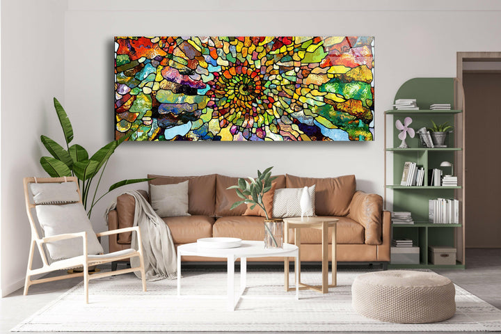 Colorful Abstract Stained Glass Wall Art, large glass photo prints, glass wall photos