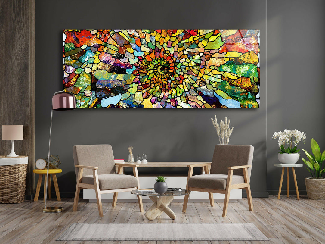 Colorful Abstract Stained Glass Wall Art, custom glass pictures, glass art prints