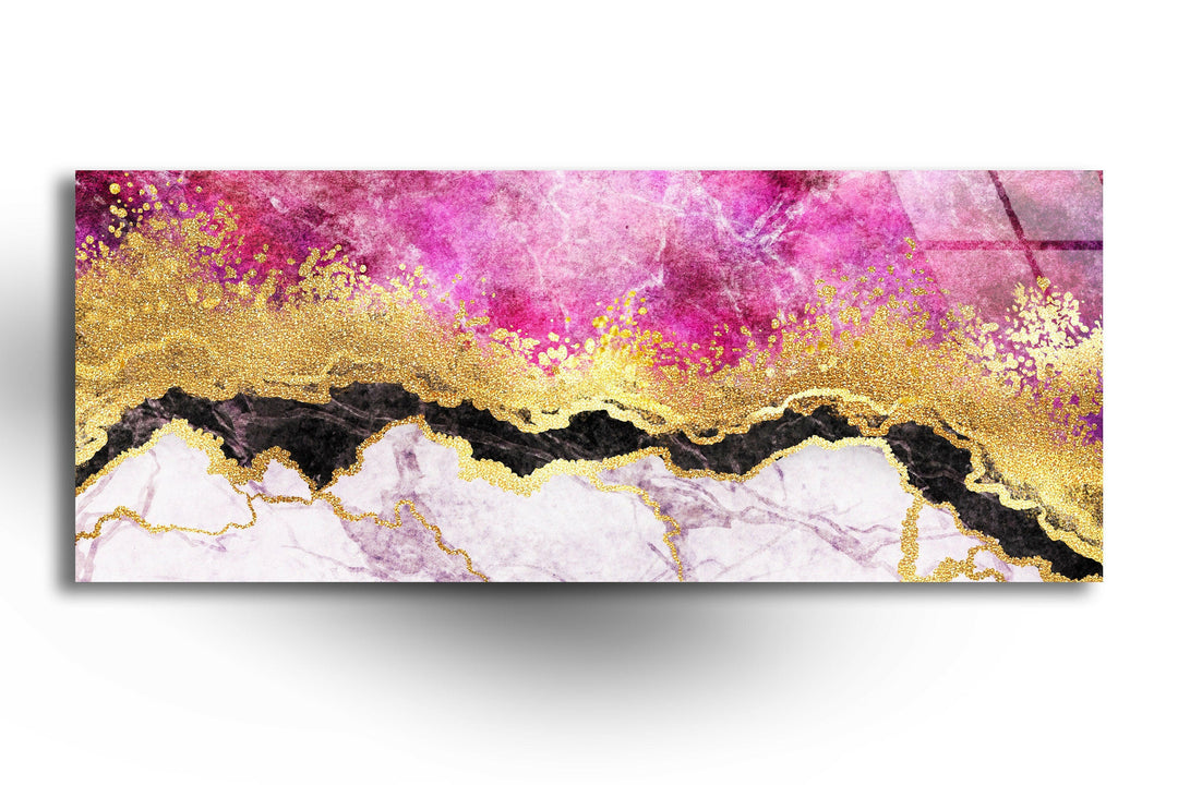 Pink & Gold Marble Glass Wall Art, glass wall decor, glass wall art decor