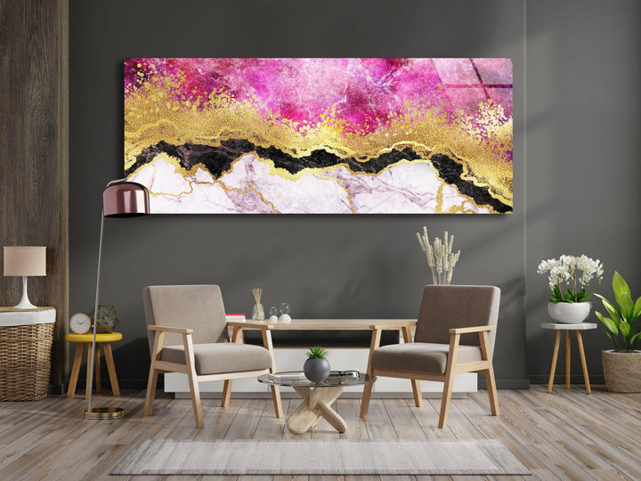 Pink & Gold Marble Glass Wall Art, print on glass, glass printed photos