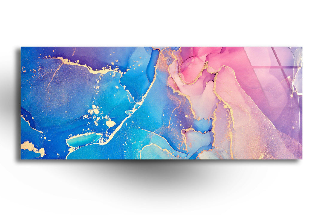 Pink, Blue Marble Abstract Glass Wall Art, Glass Printing Wall Art, Print photos on glass