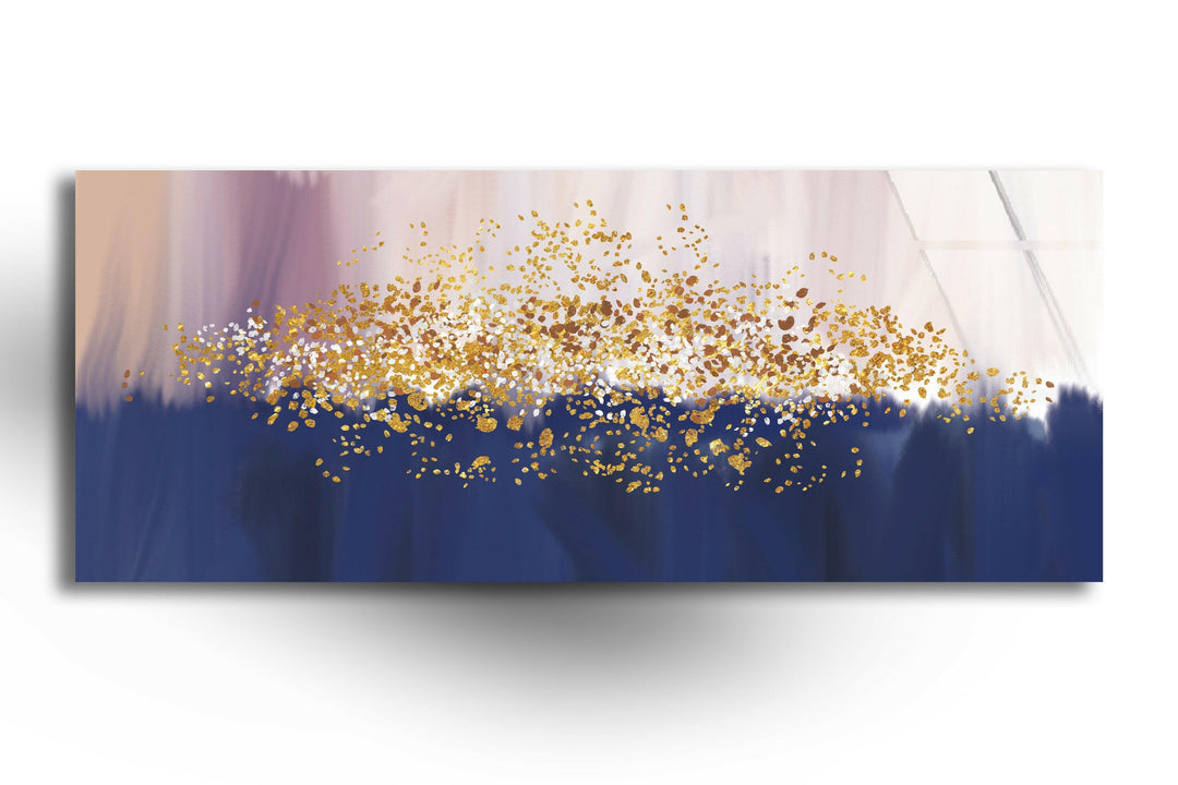 Navy Blue&Gold Abstract Glass Wall Art, custom glass photo prints, large glass prints